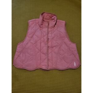 Free People Movement Quinn Oversized Quilted Scallop Hem Vest Salmon Coral Small